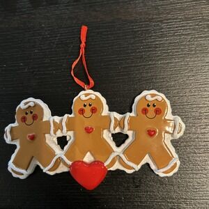 Christmas Ornament Holiday Three Gingerbread Heart‎ Can Be Personalized